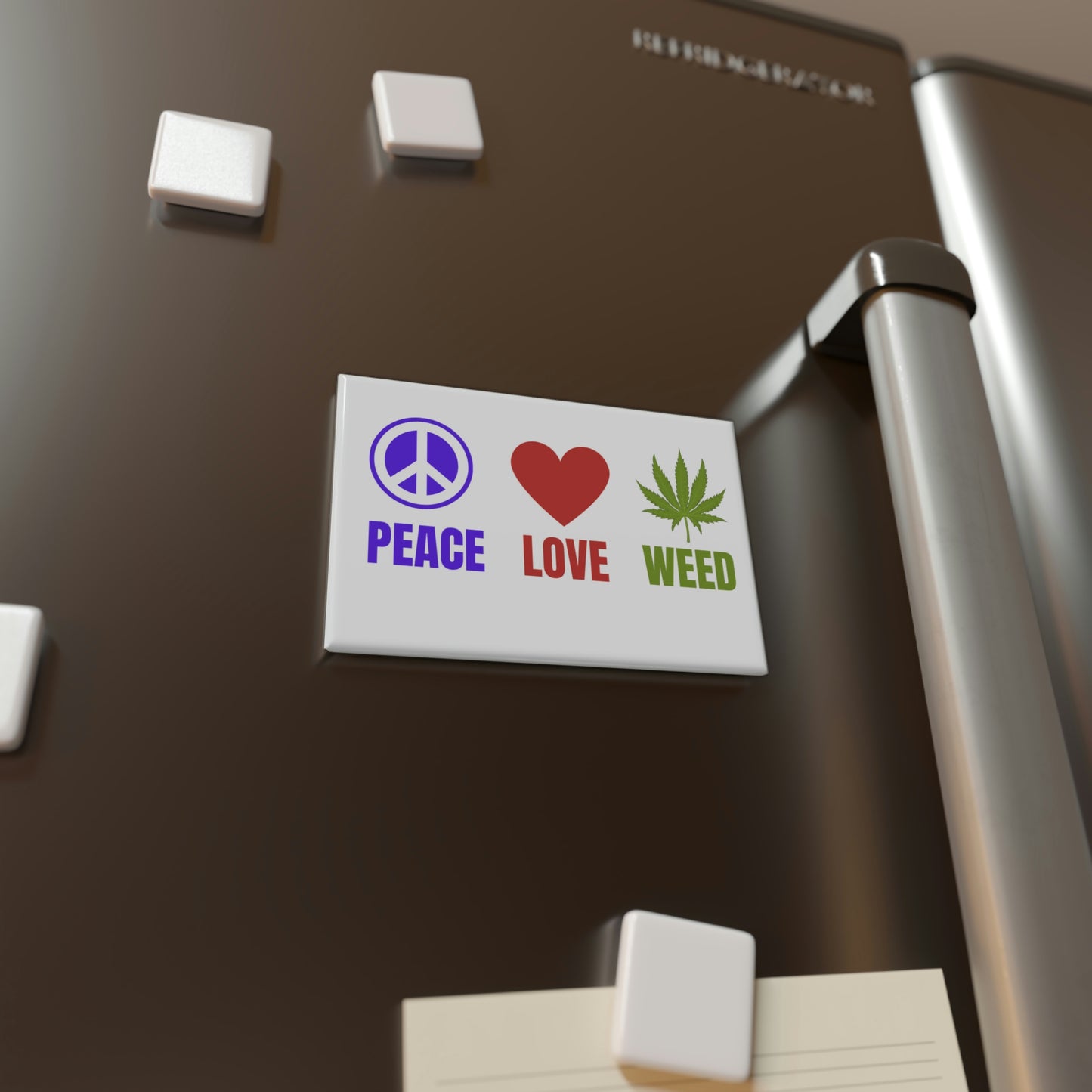Peace Love Weed Button Magnet, Rectangle (1 & 10 pcs)