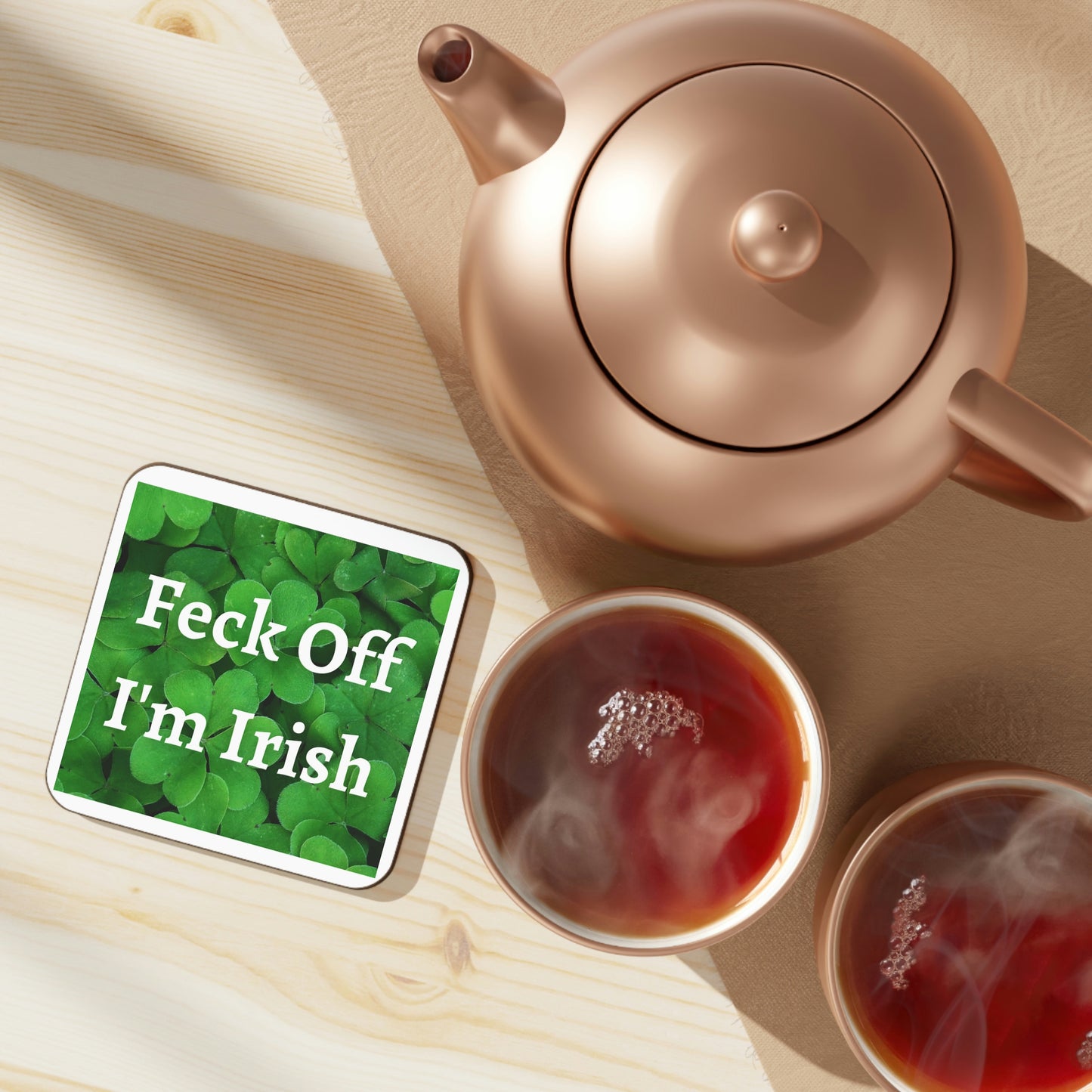 Feck Off I'm Irish Hardboard Back Coaster