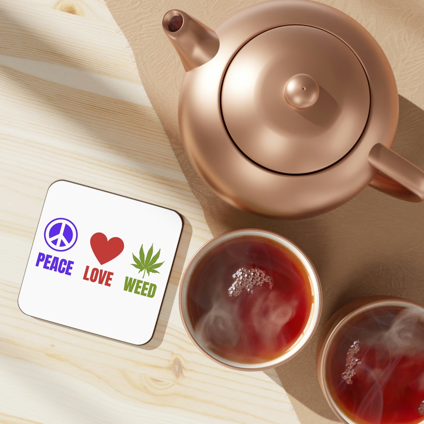 Peace Love and Weed Hardboard Back Coaster