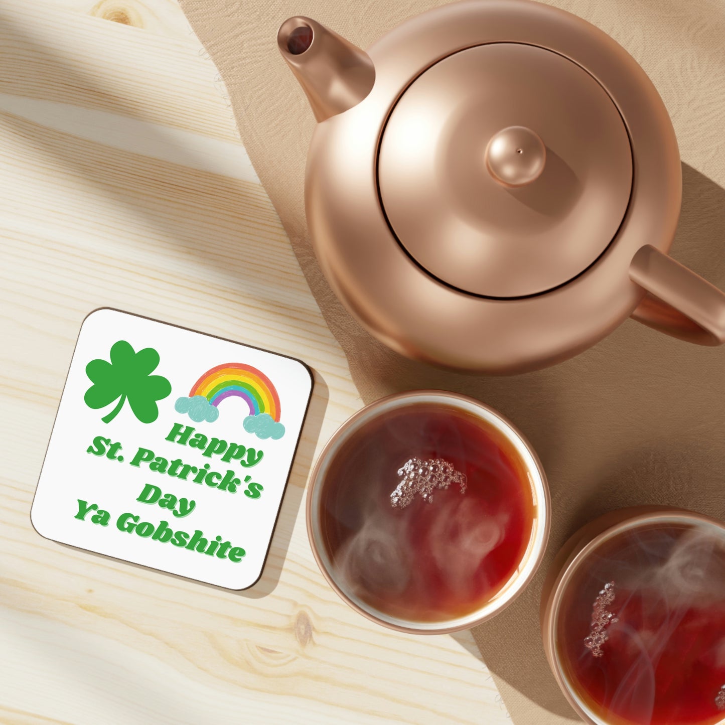 Happy St Patrick's Hardboard Back Coaster