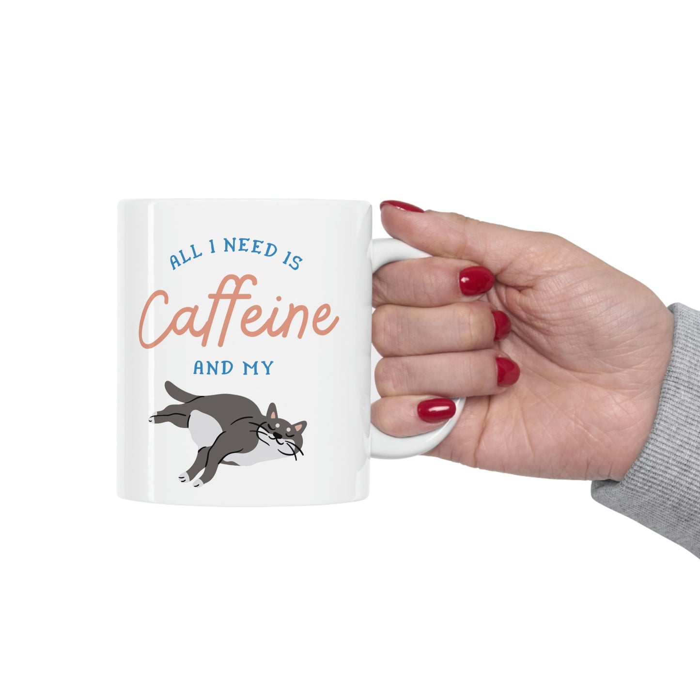 Caffeine and Cat Ceramic Mug 11oz