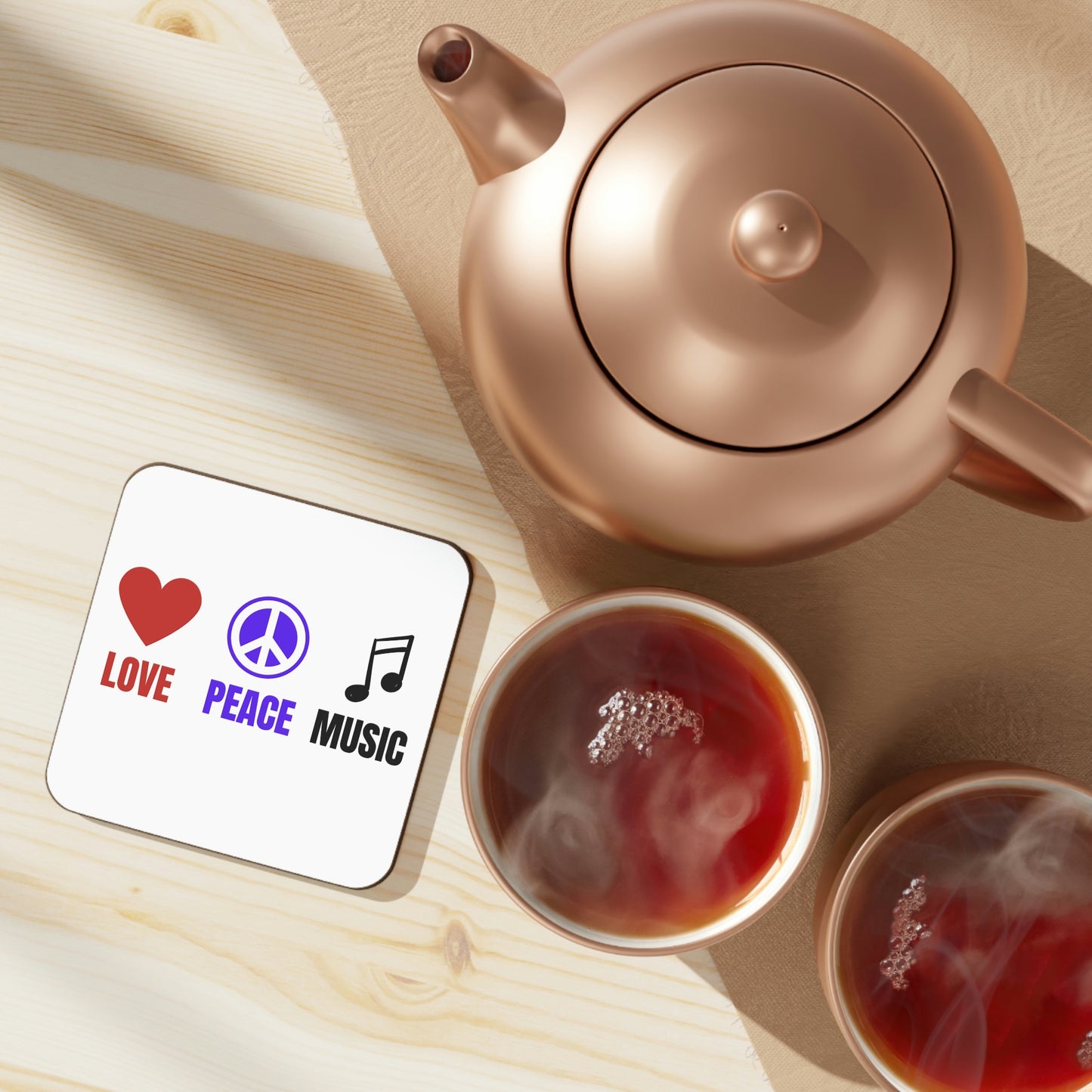 Love Peace Music Hardboard Back Coaster