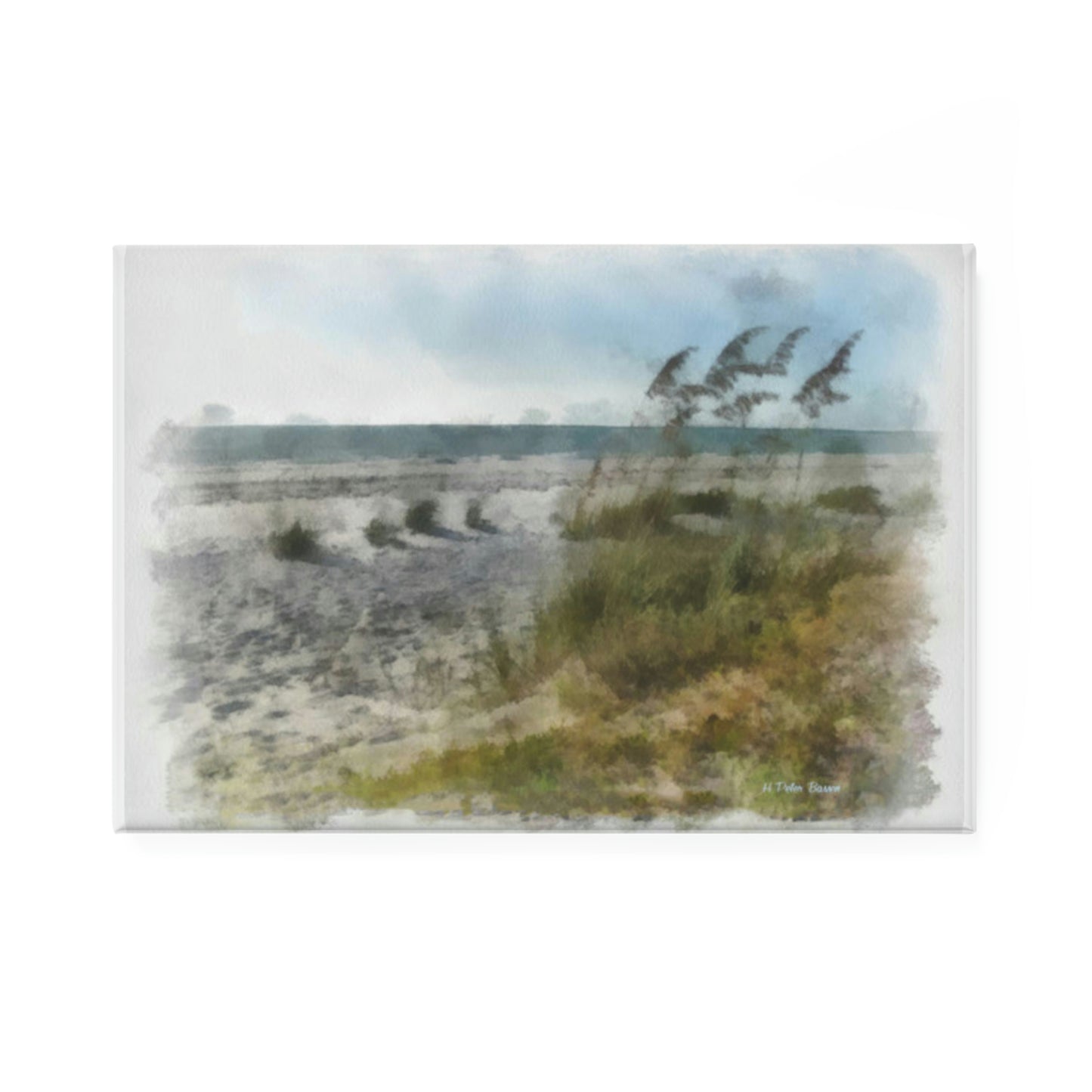 Sea Oats Sand Dunes Button Magnet, Rectangle (1 & 10 pcs)