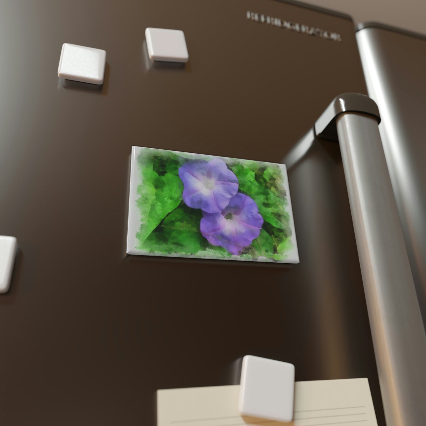 Morning Glory Button Magnet, Rectangle (1 & 10 pcs)