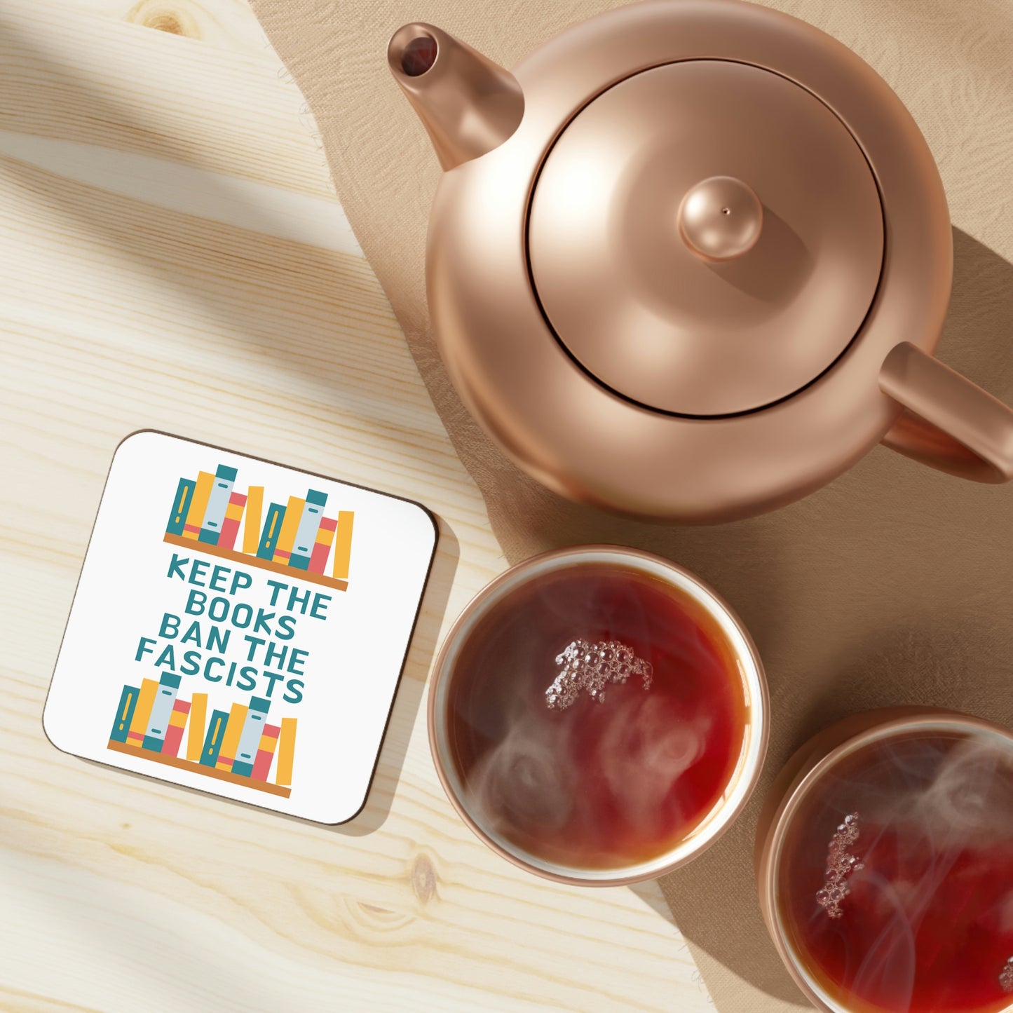 Keep Books Ban Fascists Hardboard Back Coaster