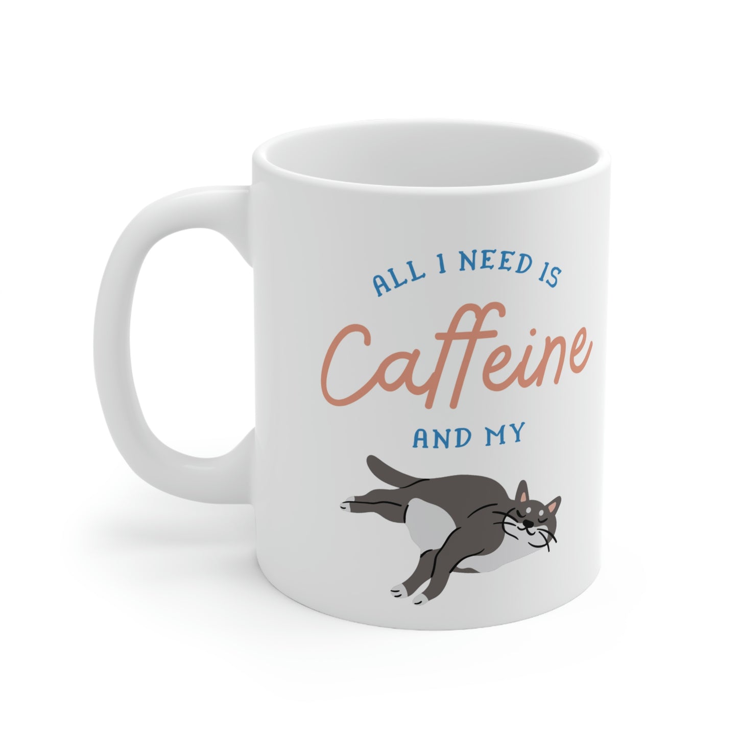 Caffeine and Cat Ceramic Mug 11oz
