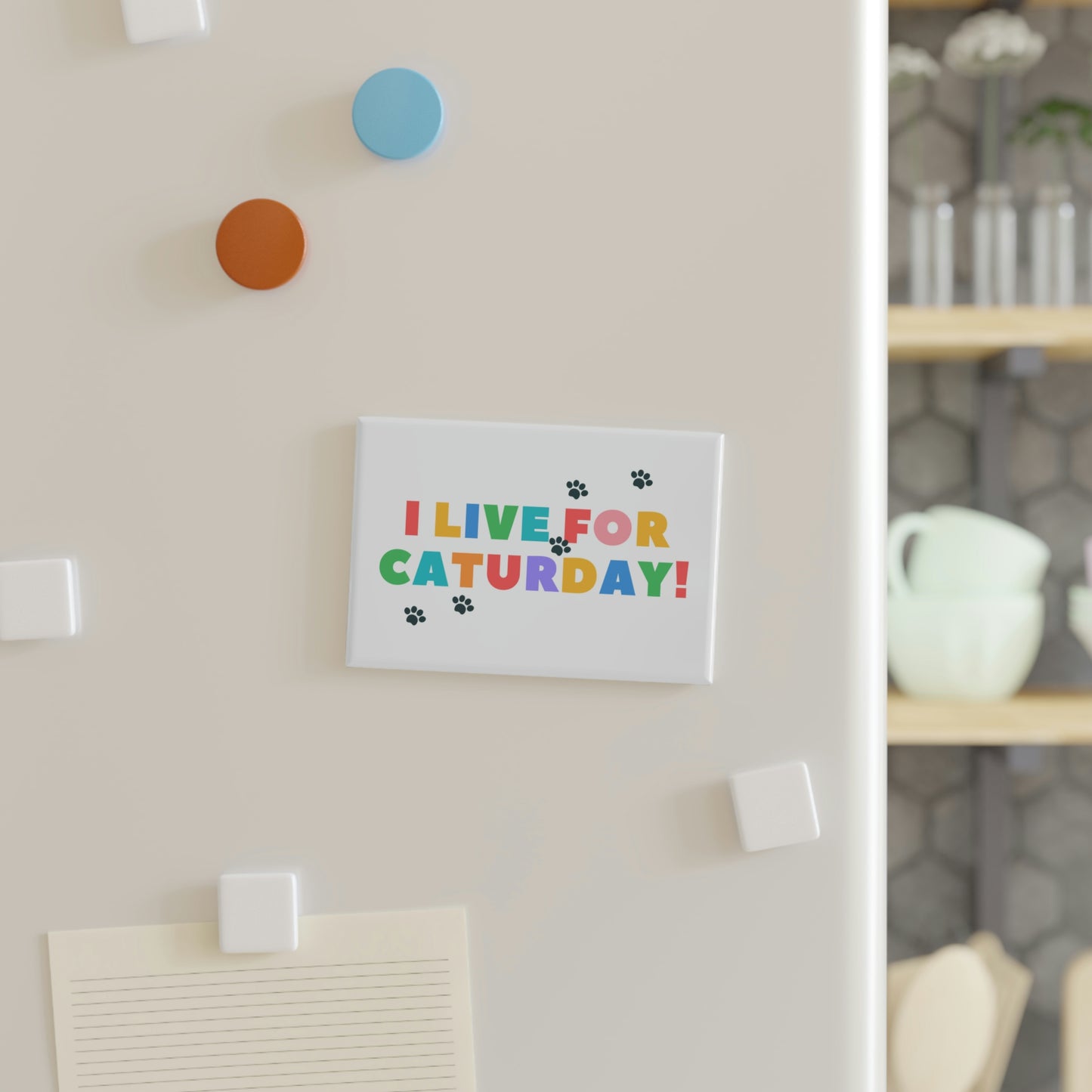 Caturday Button Magnet, Rectangle (1 & 10 pcs)