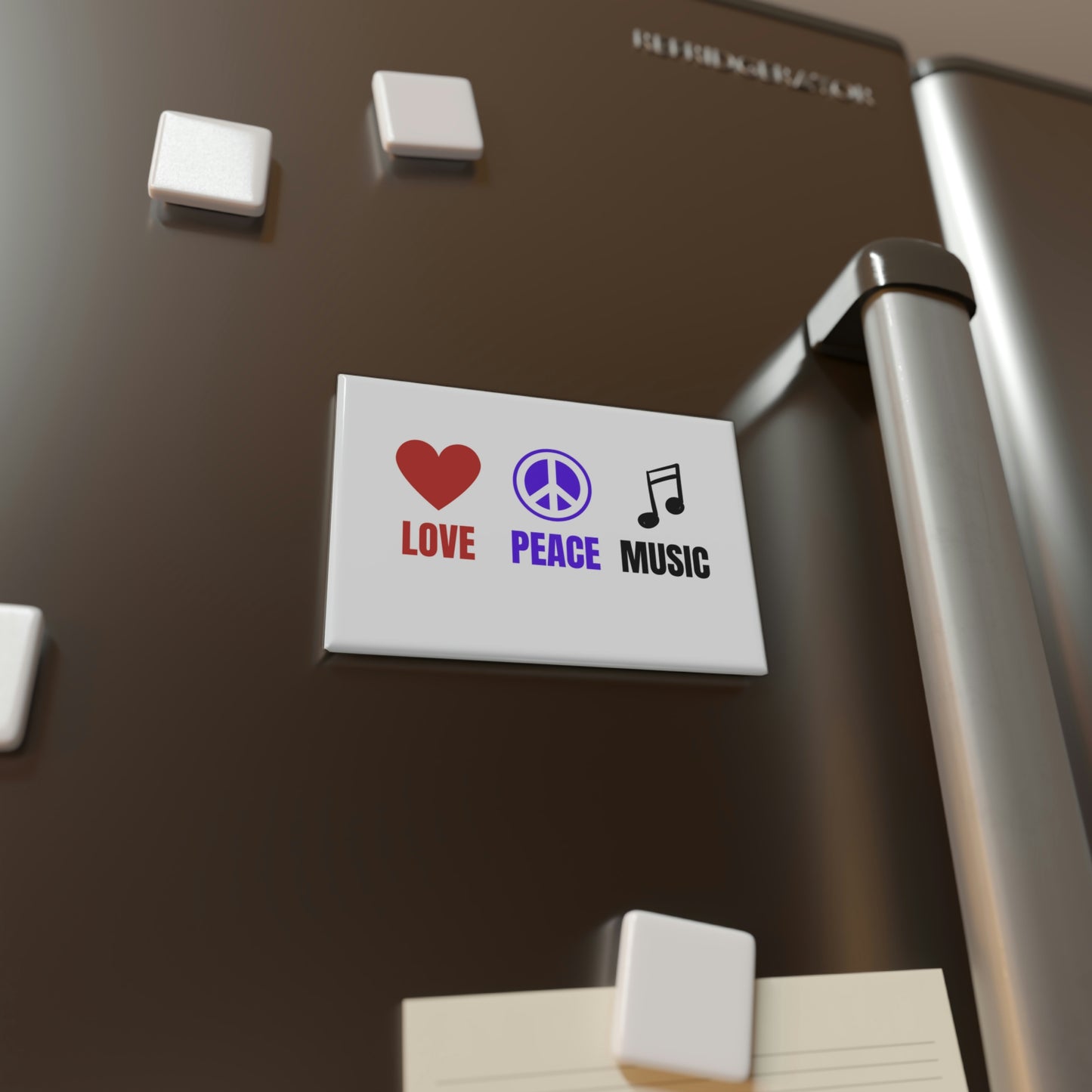 Love Peace Music Button Magnet, Rectangle (1 & 10 pcs)