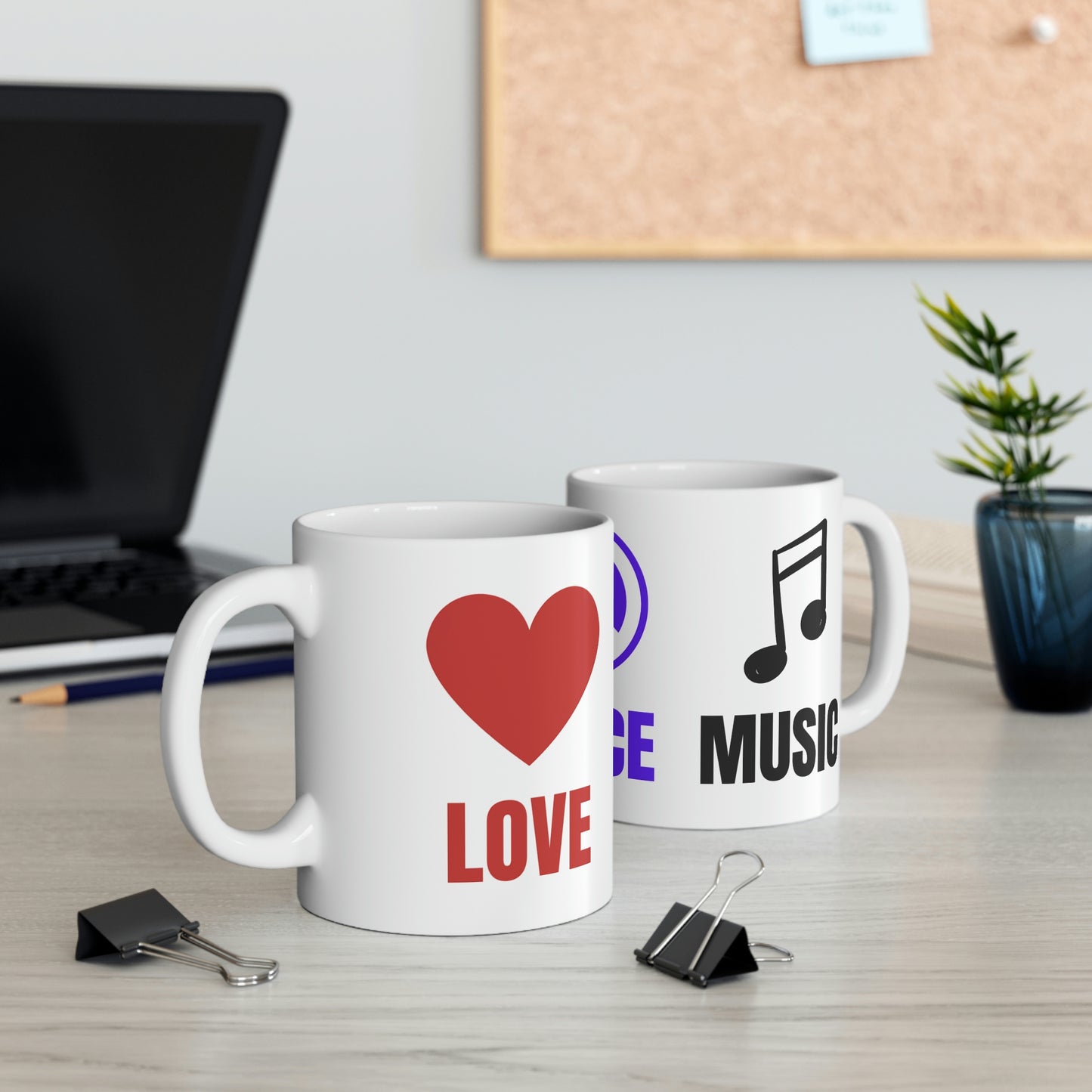 Love Peace Music Ceramic Mug 11oz