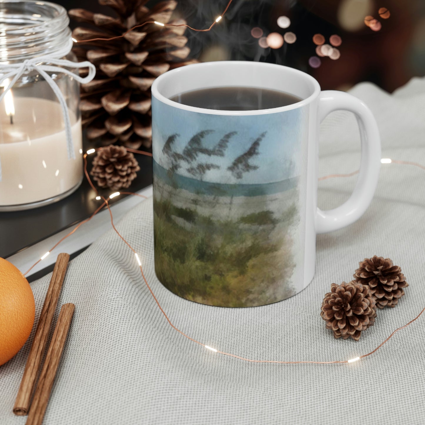 Sea Oats and Sand Dunes Ceramic Mug 11oz
