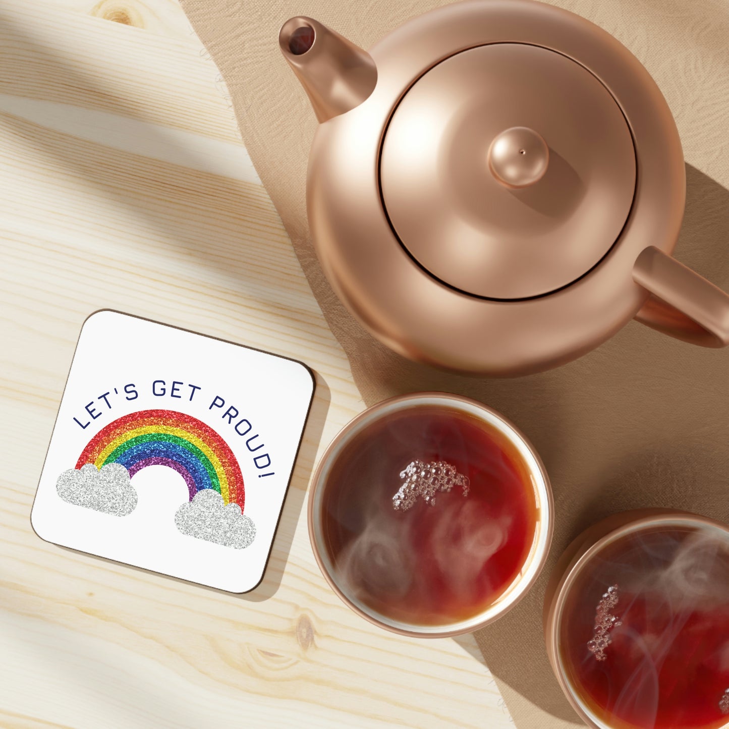 Let's Get Proud Hardboard Back Coaster