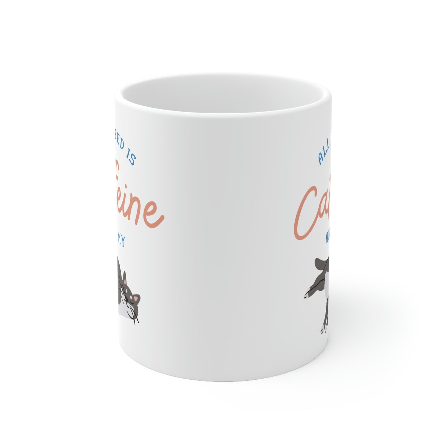 Caffeine and Cat Ceramic Mug 11oz