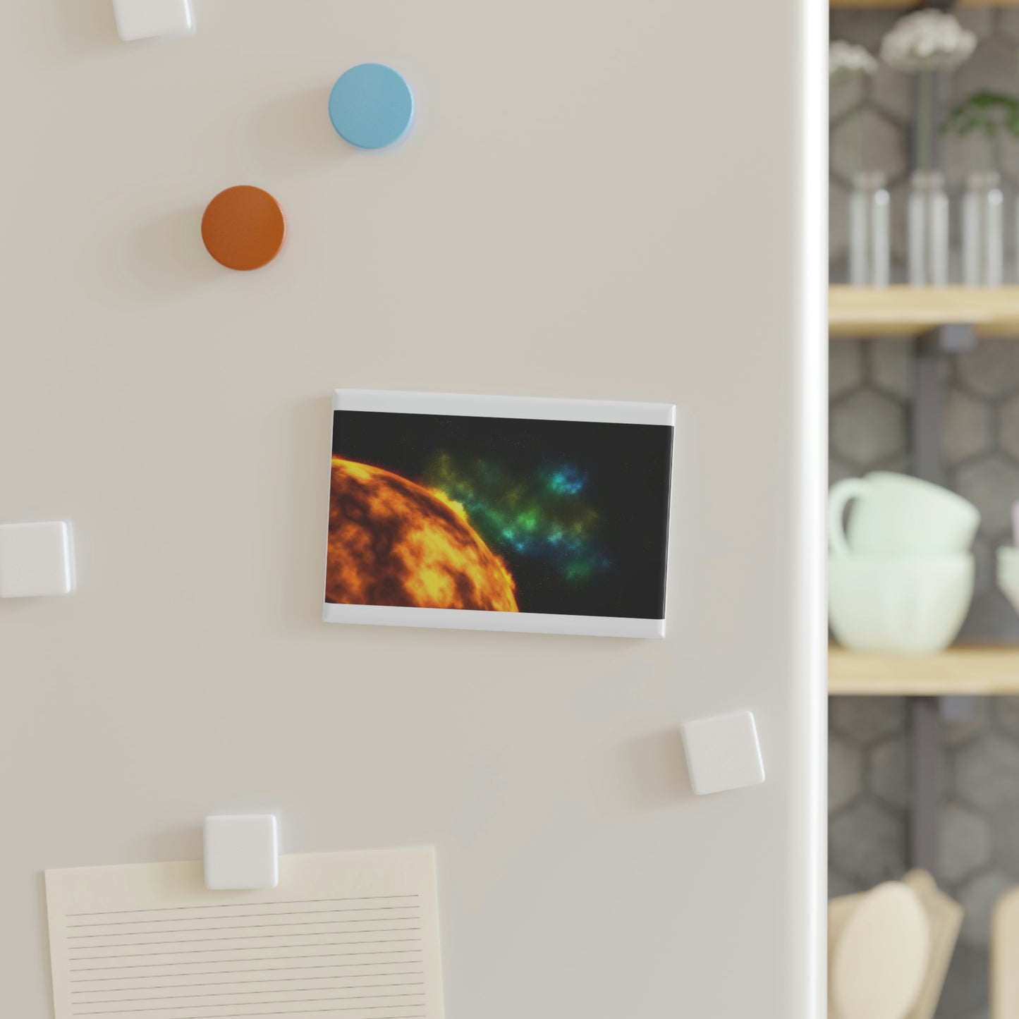 Sun with Nebula Button Magnet, Rectangle (1 & 10 pcs)