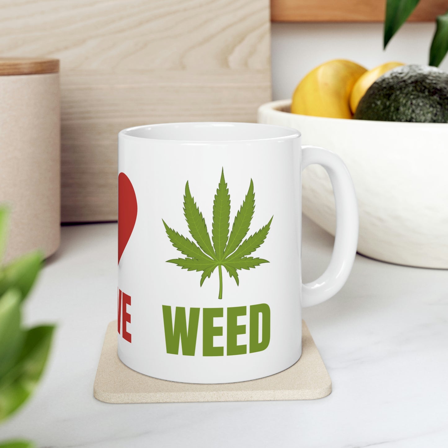 Peace Love Weed Ceramic Mug 11oz