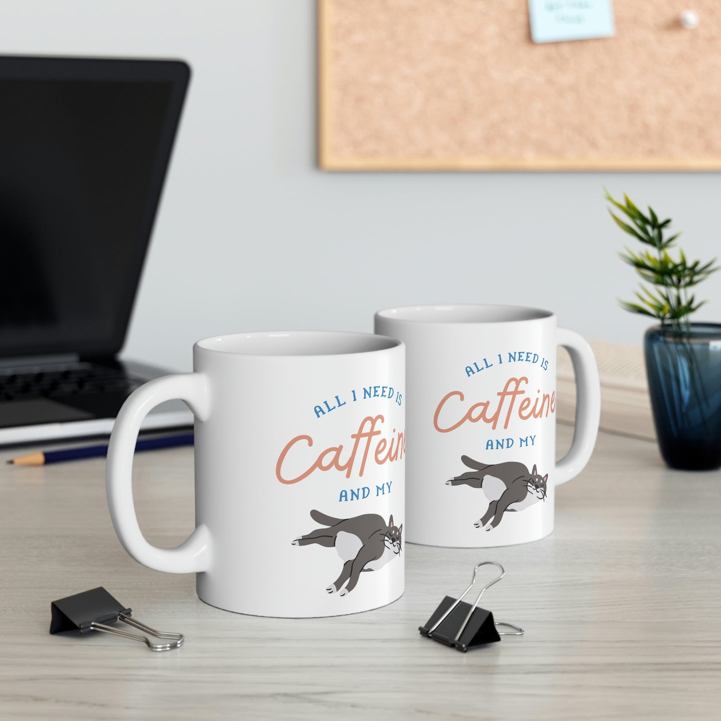 Caffeine and Cat Ceramic Mug 11oz