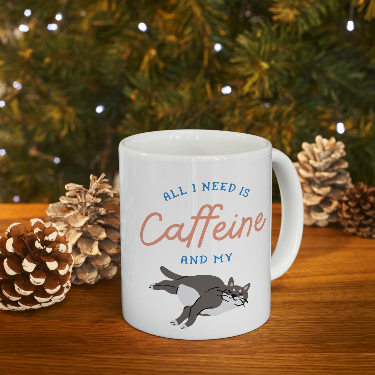Caffeine and Cat Ceramic Mug 11oz