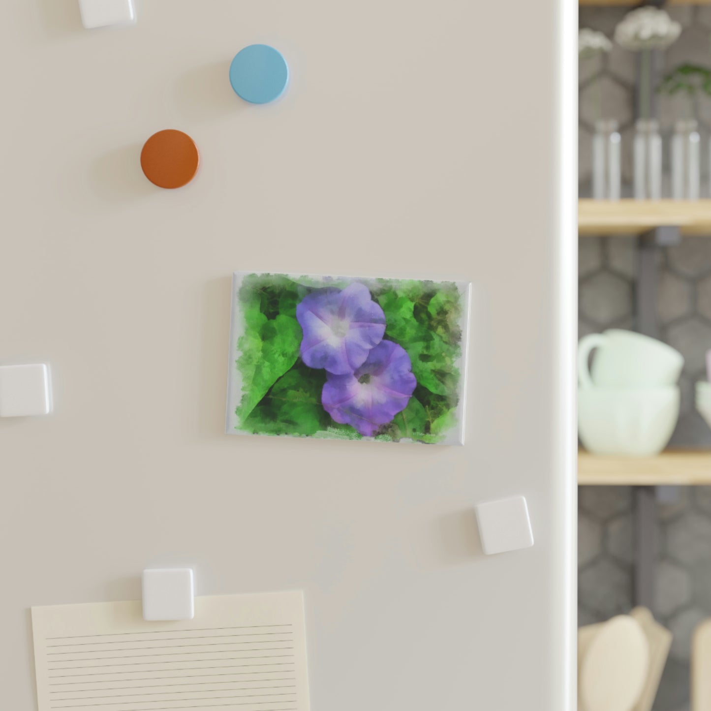 Morning Glory Button Magnet, Rectangle (1 & 10 pcs)