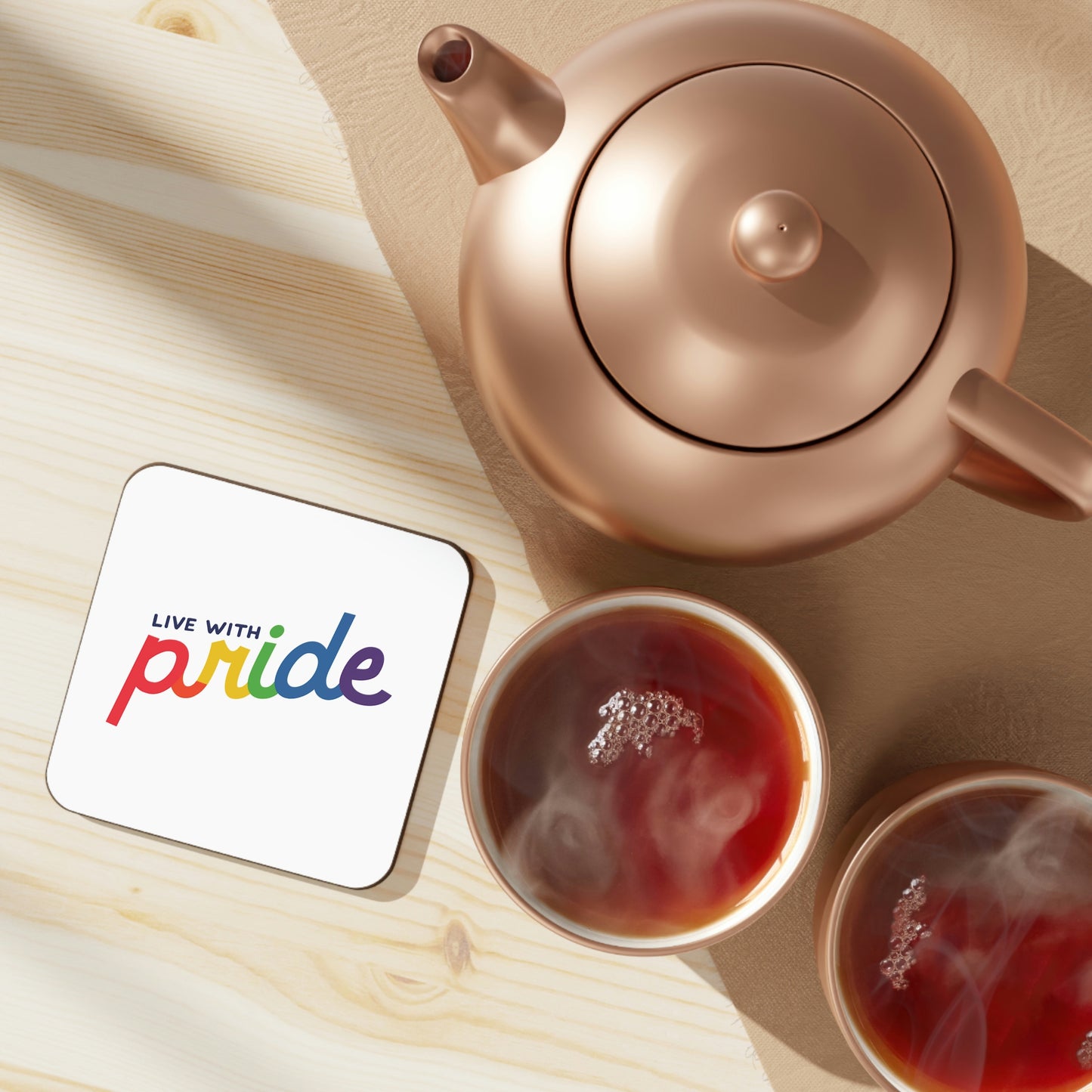 Live With Pride Hardboard Back Coaster