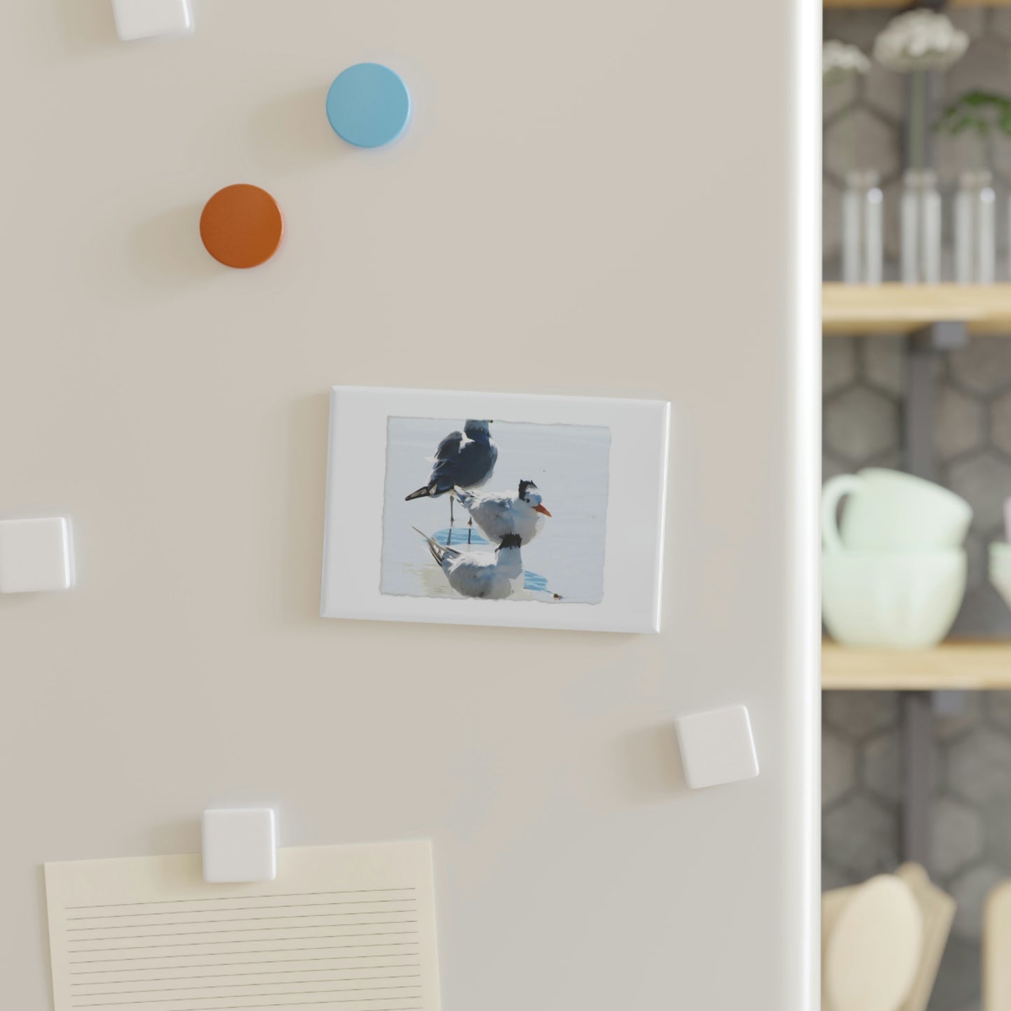 Punk Seagulls Button Magnet, Rectangle (1 & 10 pcs)