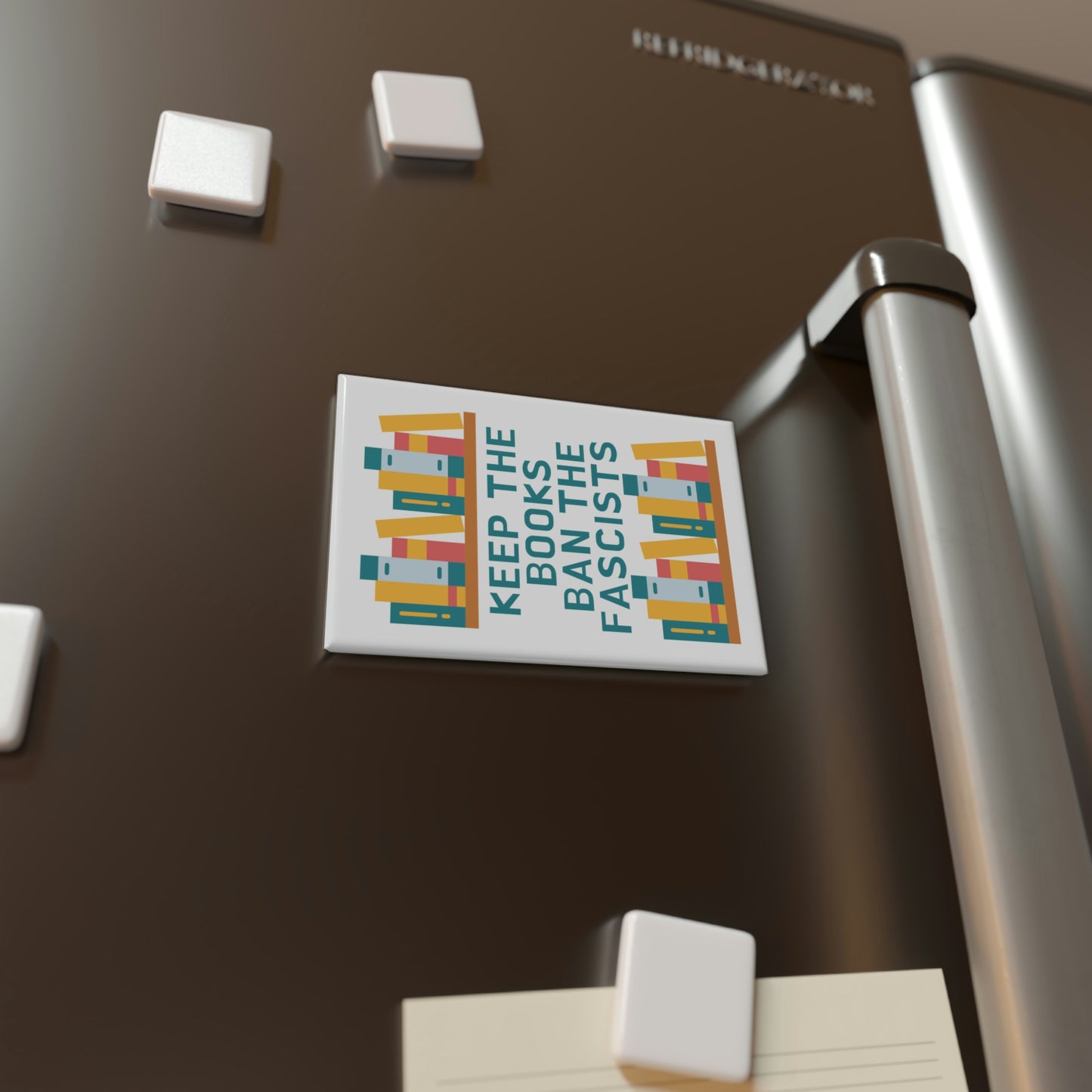 Keep Books Ban Fascists Button Magnet, Rectangle (1 & 10 pcs)