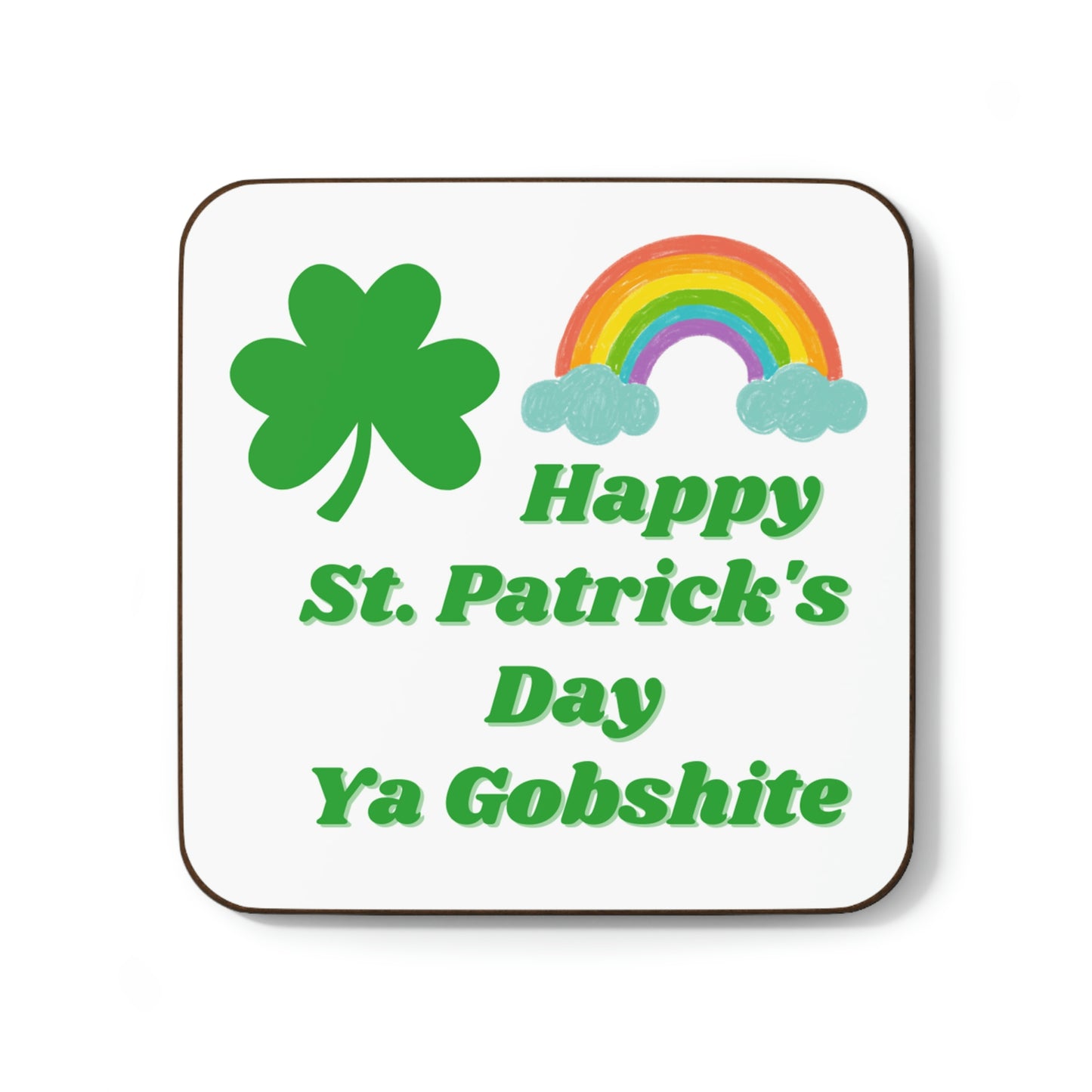 Happy St Patrick's Hardboard Back Coaster