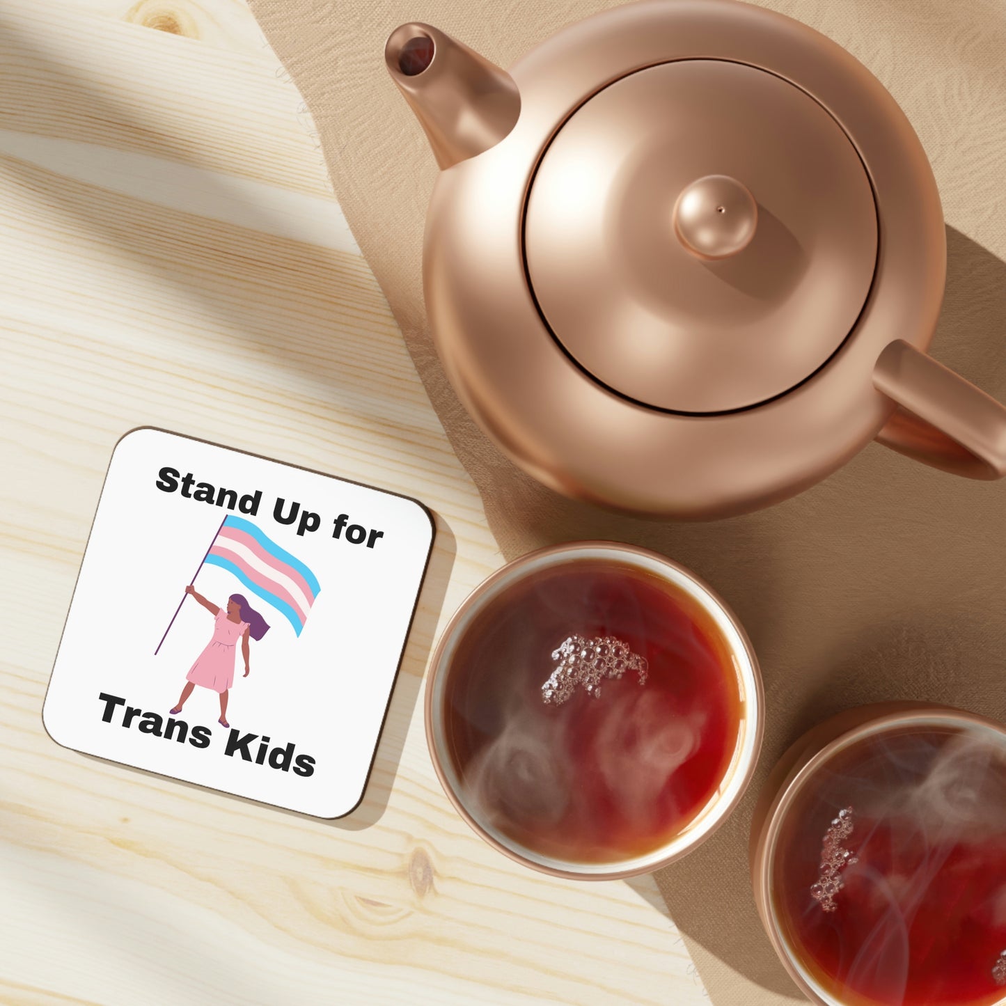 Stand Up for Trans Kids Hardboard Back Coaster